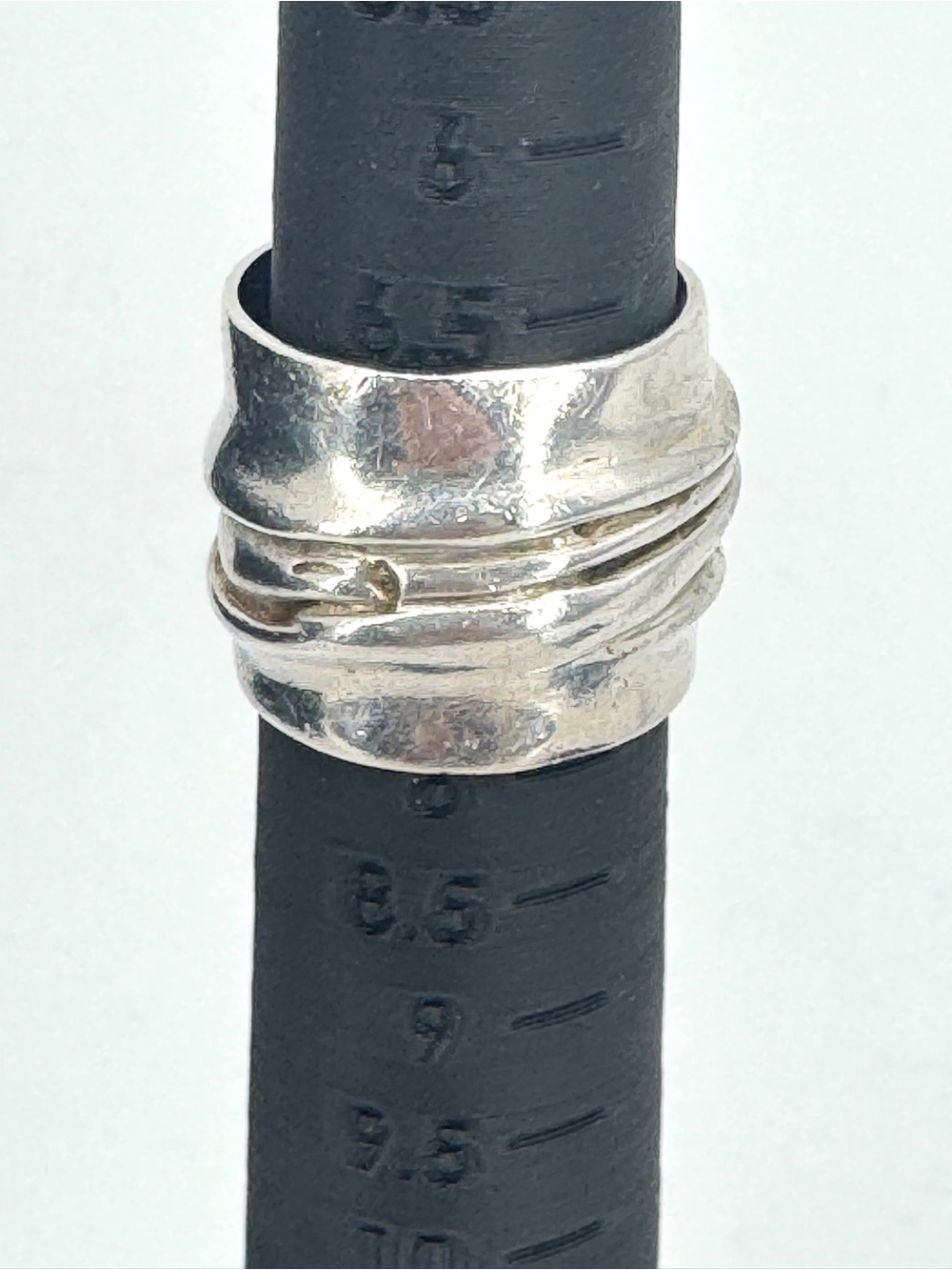 Estate modernist Sterling Silver Wide Band Ring - Picture 4 of 6